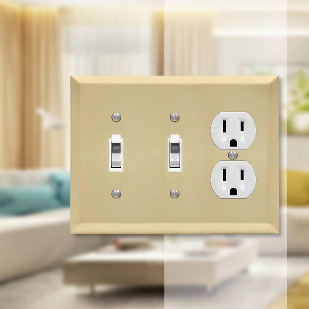 Satin Brass Double Toggle Single Duplex Wall Plate