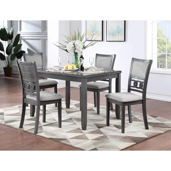 NEW CLASSIC HOME FURNISHINGS New Classic Furniture Gia 5-piece 48 in. Wood Top Rectangle Dining Set, Gray