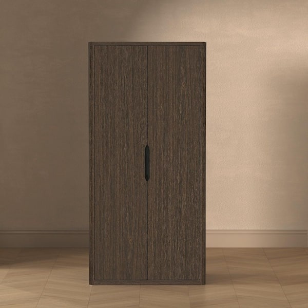 Rivington 79 in. Tall Modern Walnut Composite Wood 5-Shelf Standard Bookcase Cabinet