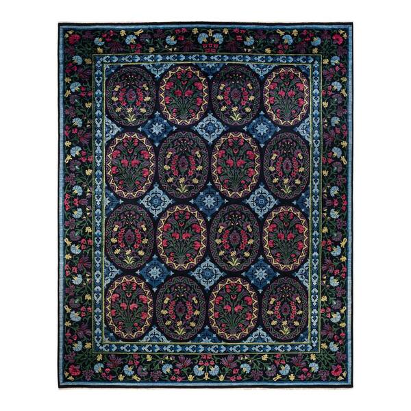 Solo Rugs Suzani One-of-a-Kind Contemporary Black 12 ft. 3 in. x 15 ft. 5 in. Floral Area Rug
