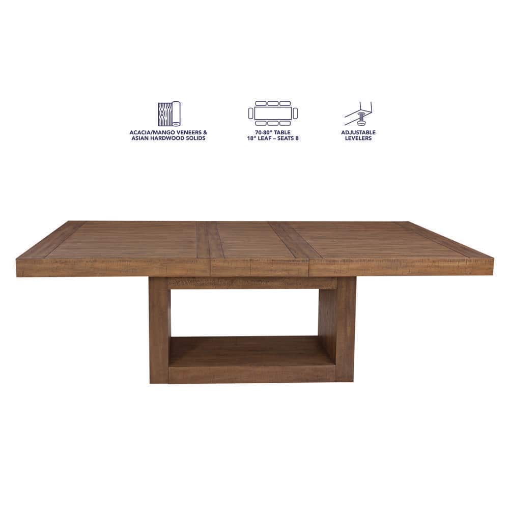 Garland Extendable Caramel Wood Dining Table for Eight