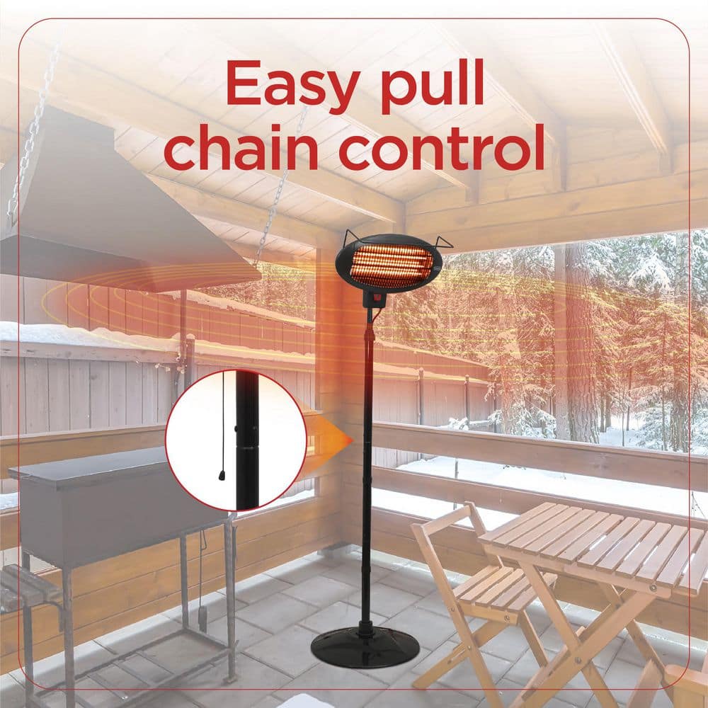 BLACK+DECKER Black Electric Patio Heater with Adjustable Tilt