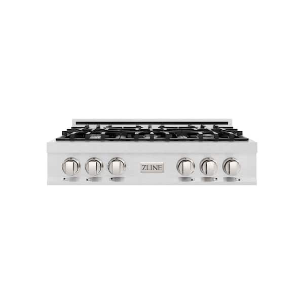 36 in. Legacy Gas Rangetop with 6 Burners and Porcelain Cooktop in Satin Stainless Steel
