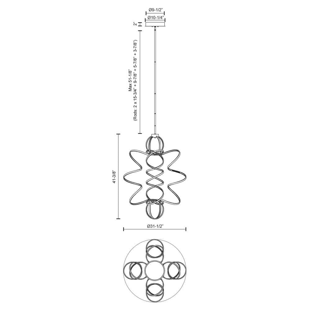 Synergy Black LED Unique Statement Pendant 41.38"H x 31.5"W