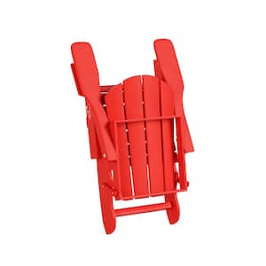 Addison Red 12-Piece HDPE Plastic Folding Adirondack Chair Patio Conversation Seating Set with Ottoman and Table
