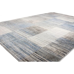 Cambridge Blue/Beige 7 ft. x 10 ft. (7'1" x 10') Striped Contemporary Area Rug