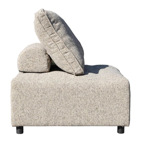 Tunearary 32 in. 3 Piece Square Aluminum Outdoor Sectional Polyester Modular Sofa with Light Brown Cushion
