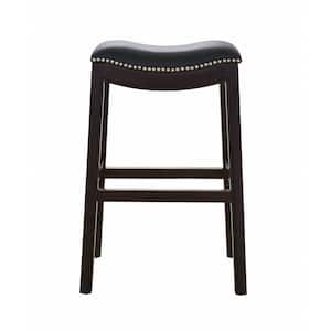 31 in. Black and Espresso Solid Wood Backless Counter Height Bar Chair