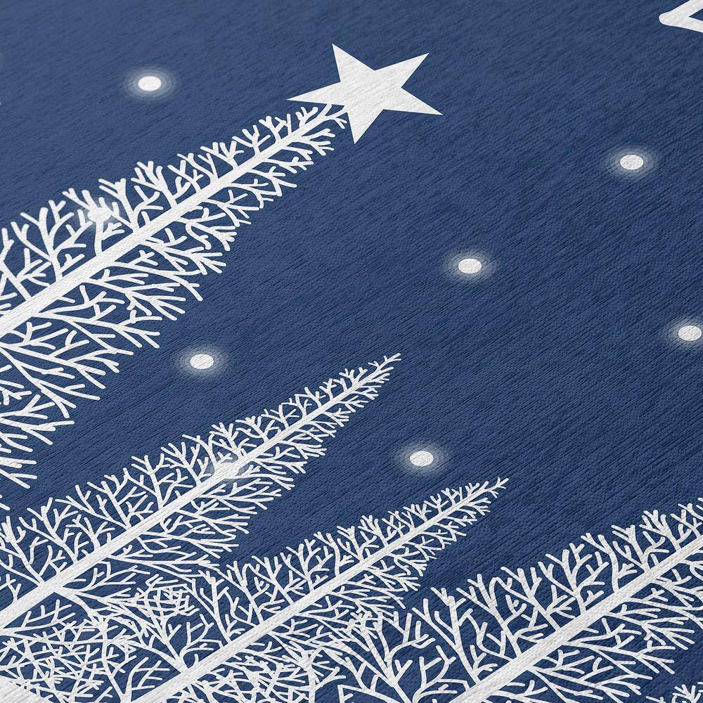 Cozy Winter Blue Rectangular Washable Holiday Rug 3' x 5'