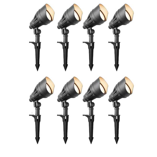 390 Lumen Millennium Black Integrated LED Hardwired Outdoor Landscape Flood Lights with Adjustable Light Color (8-pack)