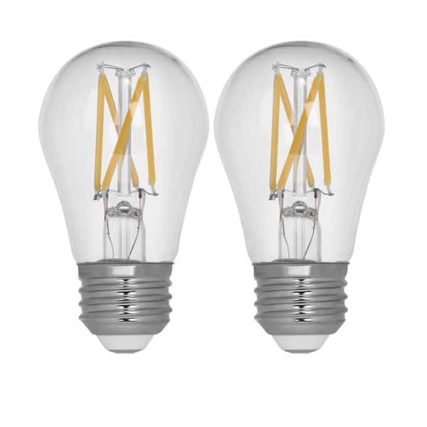 Feit Electric 40-Watt Equivalent A15 Dimmable Filament CEC 90+ CRI Clear Glass LED Ceiling Fan Light Bulb in Bright White (2-Pack)