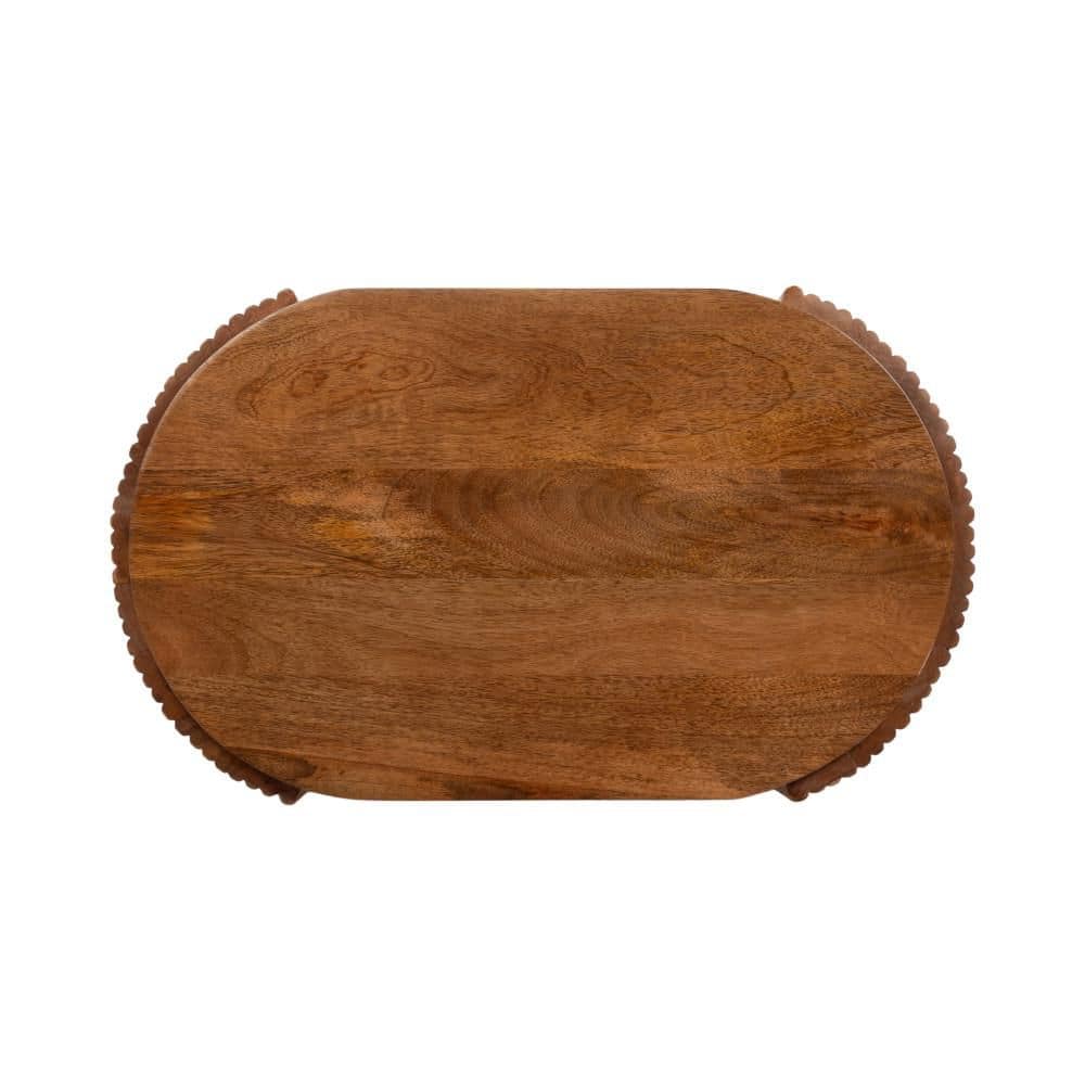 Cakora 22 in. Walnut Brown Oval Solid Wood End Table - thumbnail 6