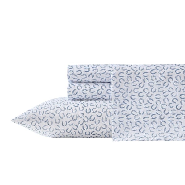 Horseshoe 4 Piece Blue Microfiber Queen Sheet Set