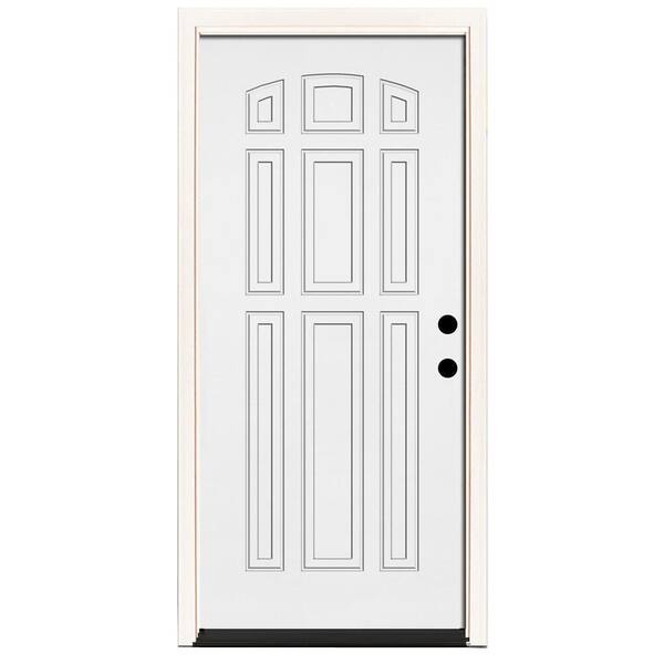 Steves & Sons 32 in. x 80 in. Element Series 9-Panel White Primed Steel Prehung Front Door with Left-Hand Inswing w/ 4-9/16 in. Frame