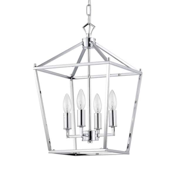Warehouse of Tiffany Buelex 12 in. 4-Light Indoor Chrome Finish Chandelier with Light Kit