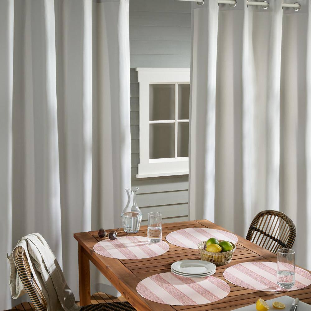 Red and White Cabana Stripe Round Vinyl Placemats, 15" Set of 4