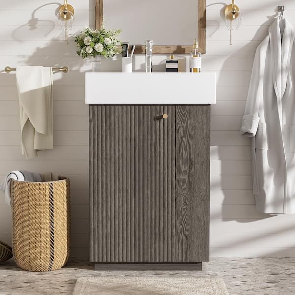 Ziyudura 21.6 in. Single Sink Freestanding Wood Bath Vanity with