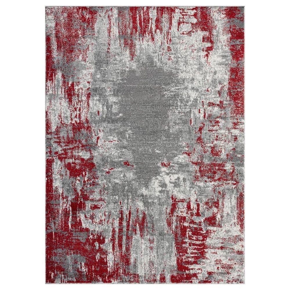 Red Polypropylene 6 ft. 5 in. x 9 ft. 2 in. Abstract Indoor Area Rug