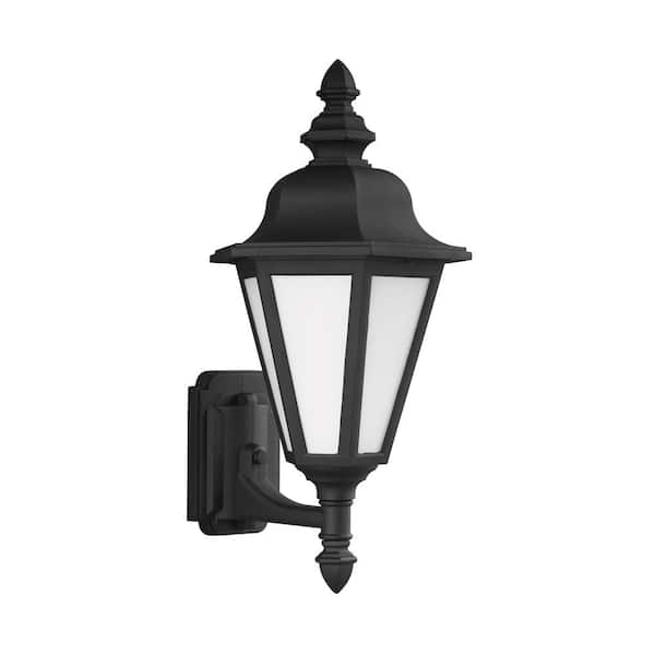 Generation Lighting Brentwood 1-Light Black Outdoor 19.75 in. Wall Lantern Sconce