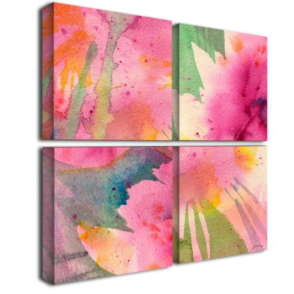 Trademark Fine Art 4 Panel Art Set Composition in Pink by Sheila Golden 36 in. x 36 in.