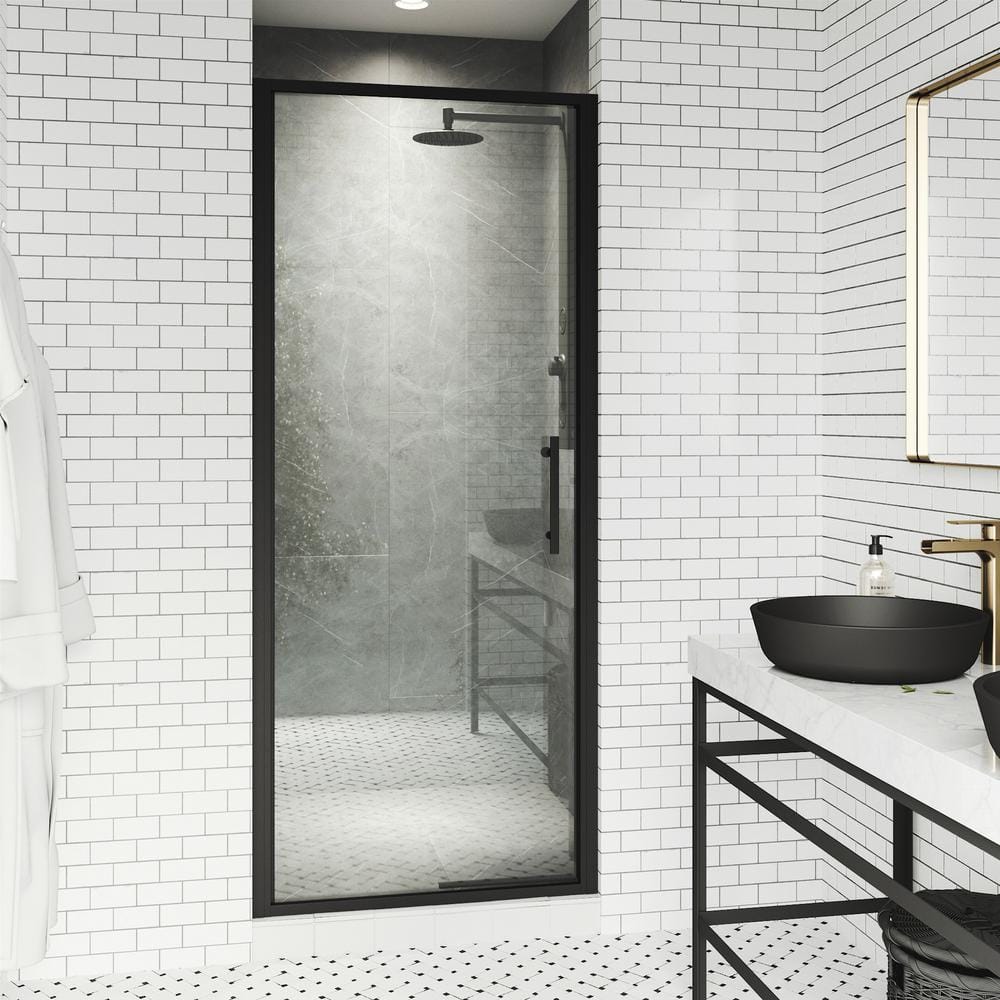 Astoria 76" High Matte Black Framed Pivot Shower Door