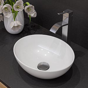 15.38 in. Above Mount Porcelain Oval Sink Basin in White