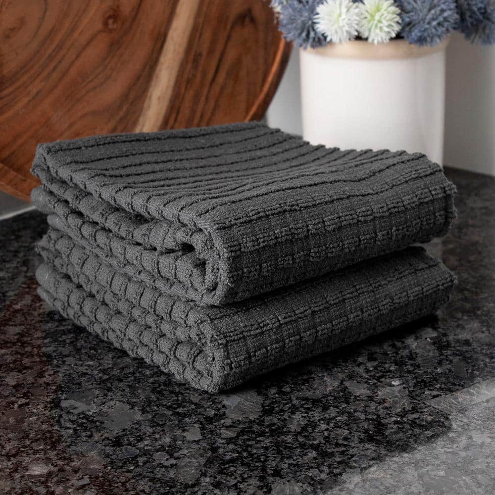 Graphite Terry Cotton Highly Absorbent Kitchen Towel Set