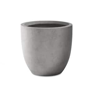 13.39 in. x 12.6 in. Round Natural Finish Lightweight Concrete and Fiberglass Indoor Outdoor Planter with Drainage Hole