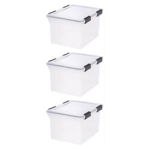 Letter and Legal Size 32 Qt. File Box Storage Container, Clear (3-Pack)