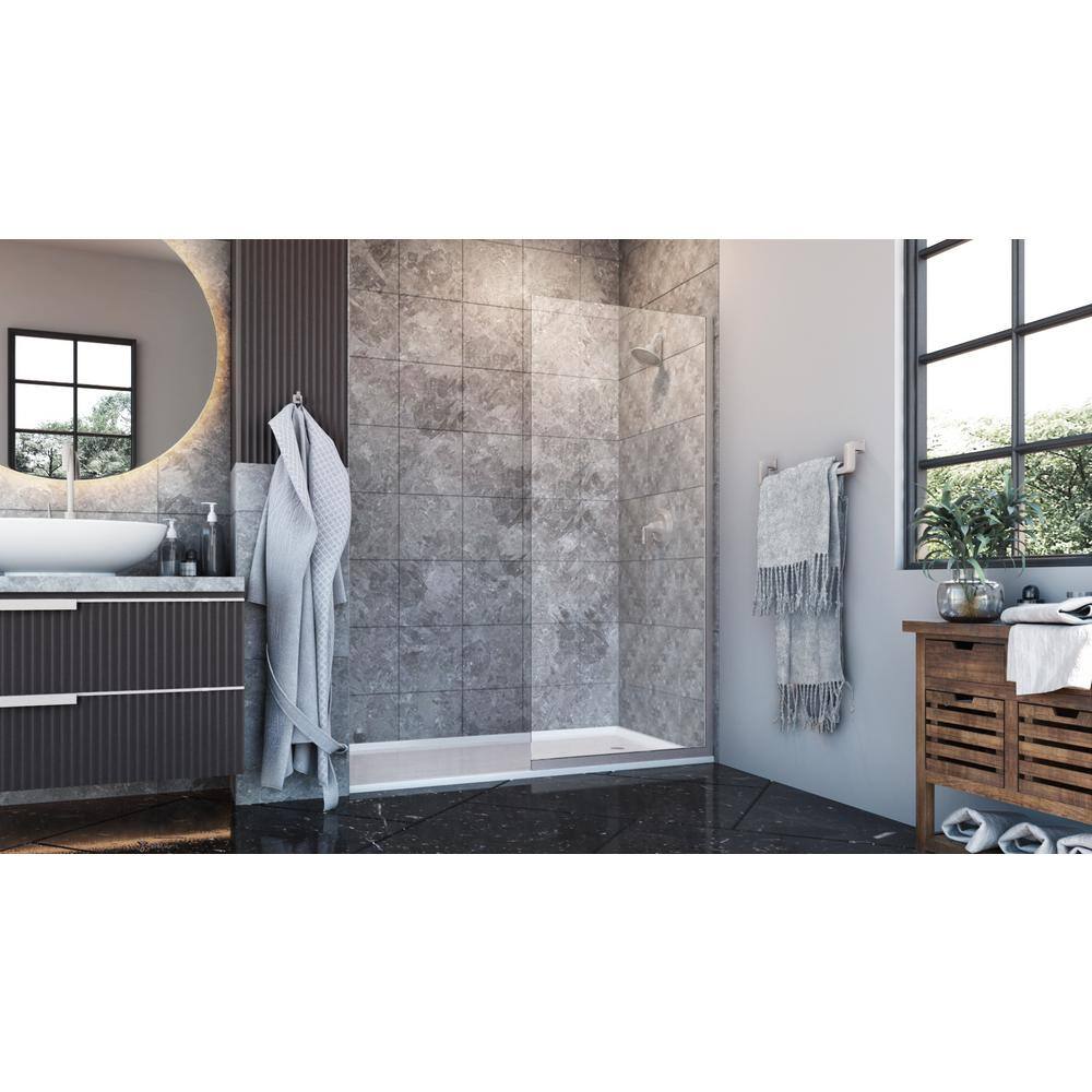 34'' x 76'' Clear Glass Fixed Shower Door with Brushed Nickel Frame