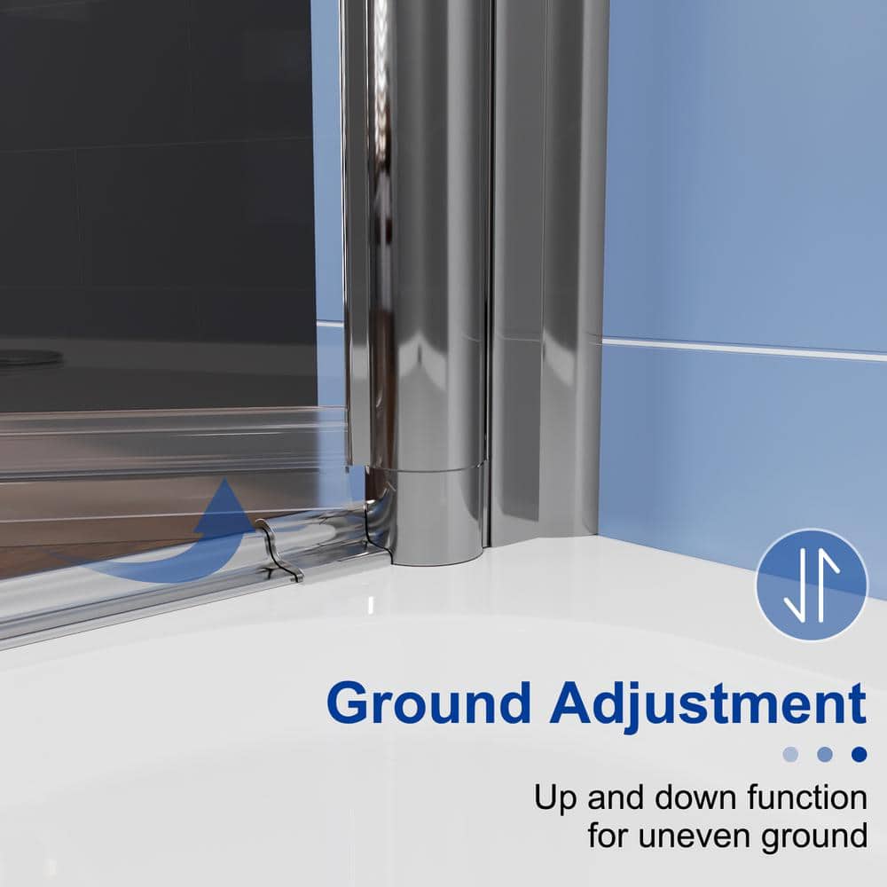 72" Frameless Chrome Pivot Shower Door with Clear Glass