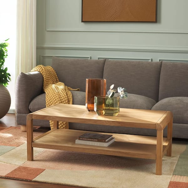 Omara 44.6 in. Natural Rectangle Wood Coffee Table