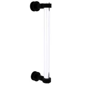 Clearview 12 in. Single Side Shower Door Pull with Groovy Accents in Matte Black