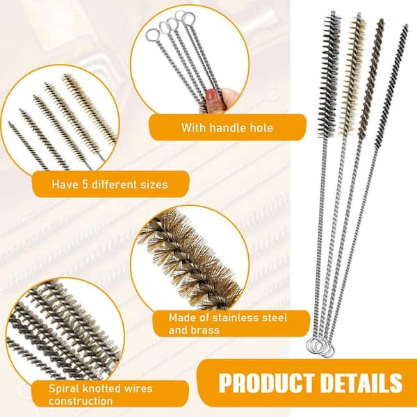 6-Piece Versatile Wire Brush Set – Brass, Stainless Steel & Nylon Double-Ended Scratch Brushes For Rust Removal, Heavy-Duty Cleaning, Corners & Gaps
