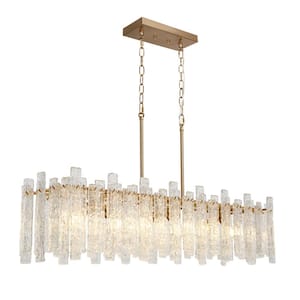 Engaveric 6-light Plating Brass Modern Rectangle Chandelier for Kitchen Island with no bulbs included