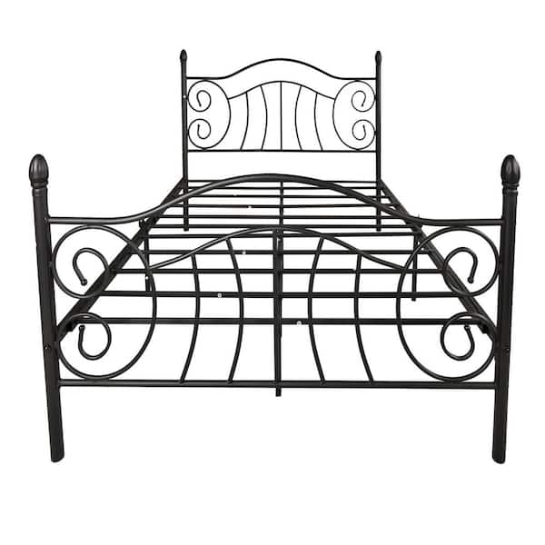Maincraft Black Full Size Metal Platform Bed Frame with Headboard and Footboard