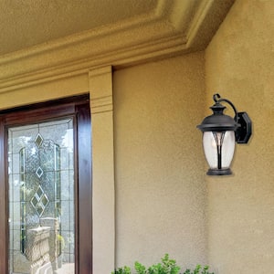 Westchester 12.75 in. Bronze 1-Light Outdoor Line Voltage Wall Sconce with No Bulb Included