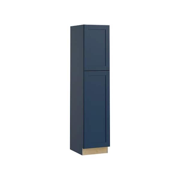 Washington Vessel Blue Plywood Shaker Assembled Utility Pantry Kitchen Cabinet Soft Close 18 in W x 24 in D x 90 in H
