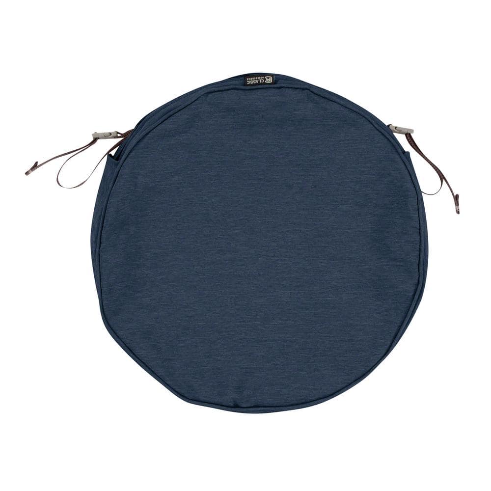 Heather Indigo Blue Round Outdoor Foam Chair Cushion