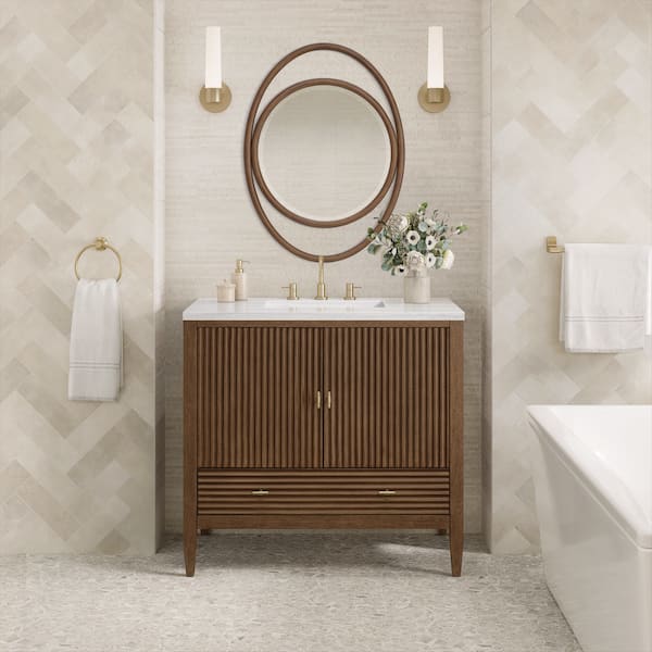 Myrrin 35.88 in. W x 23.5 in. D x 32.88 in. H Single Bath Vanity Cabinet Without Top in Mid-Century Walnut