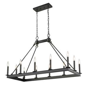Barclay 12-Light Matte Black Chandelier with No Shade