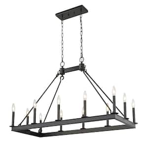 Barclay 12-Light Matte Black Chandelier with No Shade