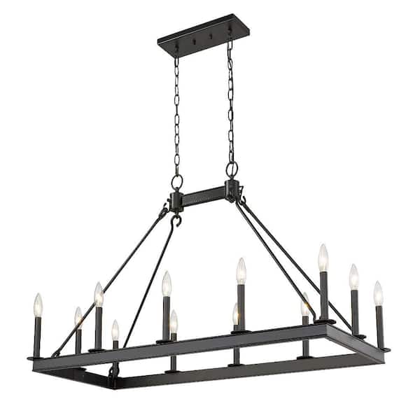 Unbranded Barclay 12-Light Matte Black Chandelier with No Shade