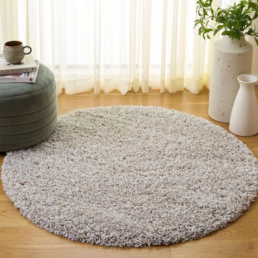 New York Shag 4 ft. x 4 ft. Round Beige Solid Color Modern Area Rug price history on PriceWatchPro