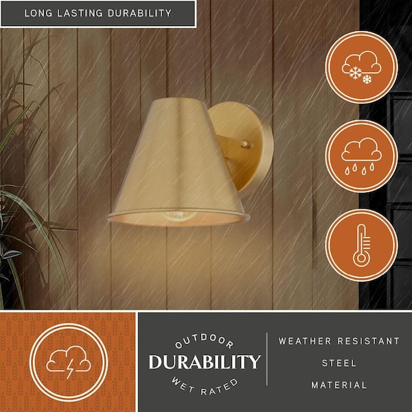 VAXCEL Smith 6.25 in. H 1-Light Gold Modern Indoor-Outdoor Wall
