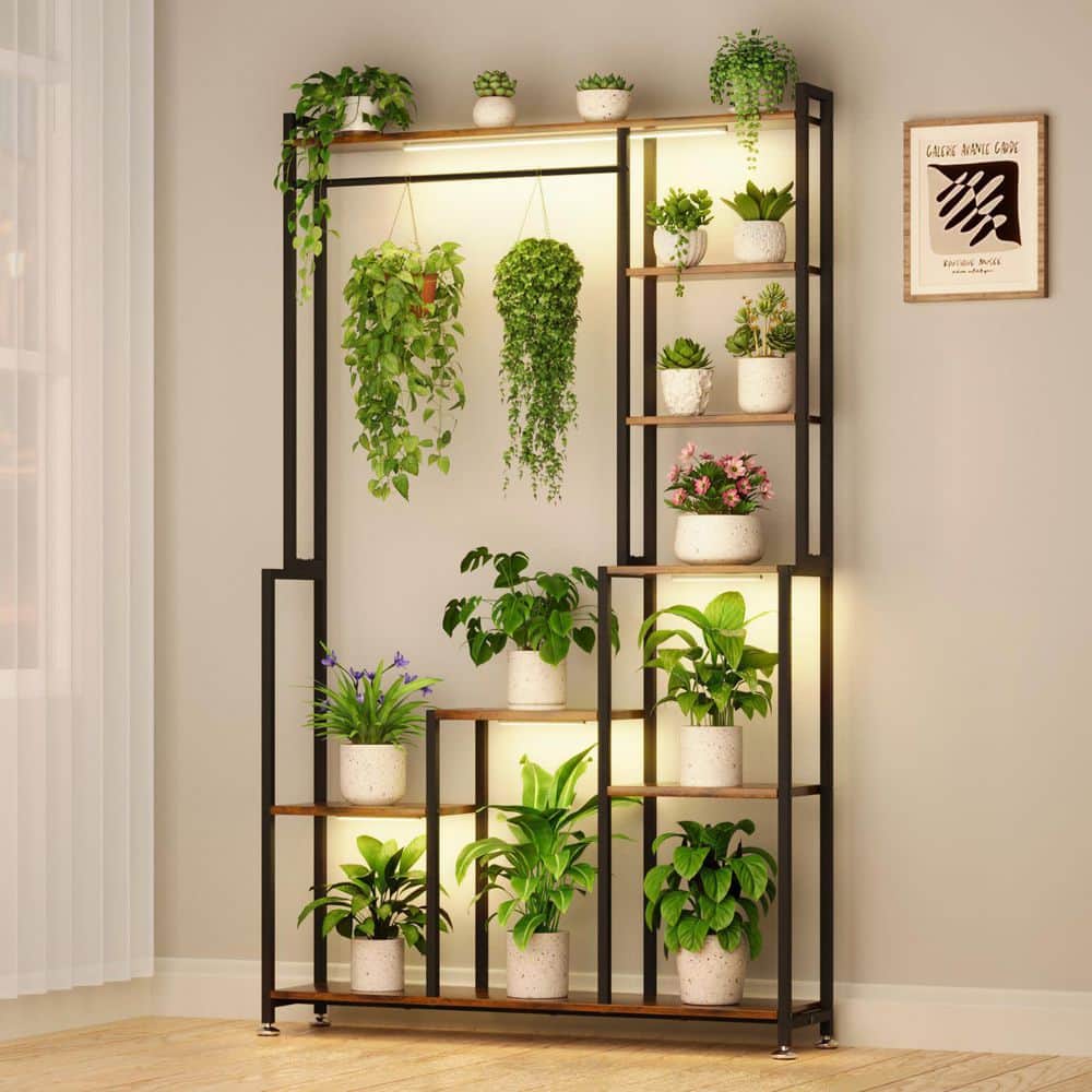 71 in. H Grow Light, Full Spectrum, 8-Tier Metal Plant Shelf with Adjustable Foot Pads, Flower Stand Display Rack price history on PriceWatchPro