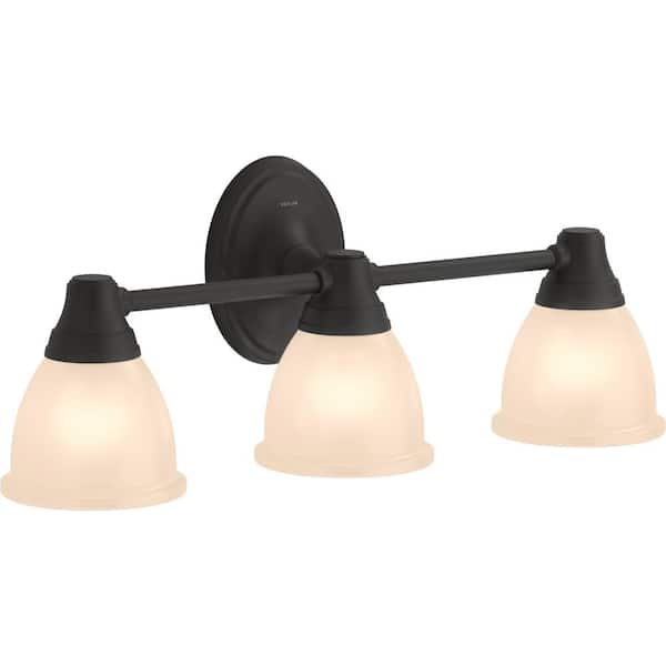 KOHLER Forte 3 Light Brushed Nickel Indoor Bathroom Vanity Light Fixture, Position Facing Up or Down, UL Listed