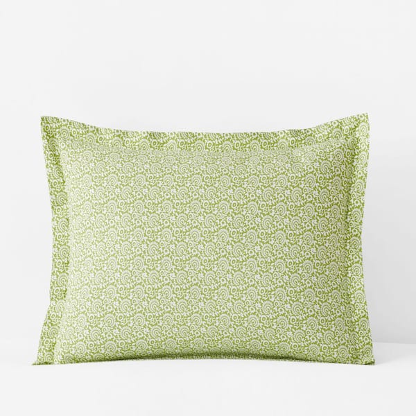 The Company Store Company Cotton Mini Garden Floral Lime Green Cotton Percale Standard Sham