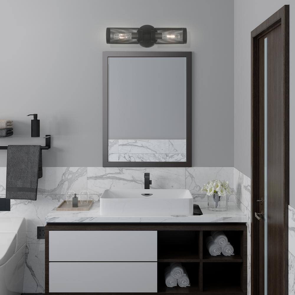 Industro Dual-Light Dimmable Sconce in Black & Brushed Nickel