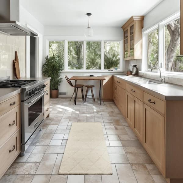 Wool Haven Ivory 2 ft. x 6 ft. Diamond Contemporary Runner Area Rug